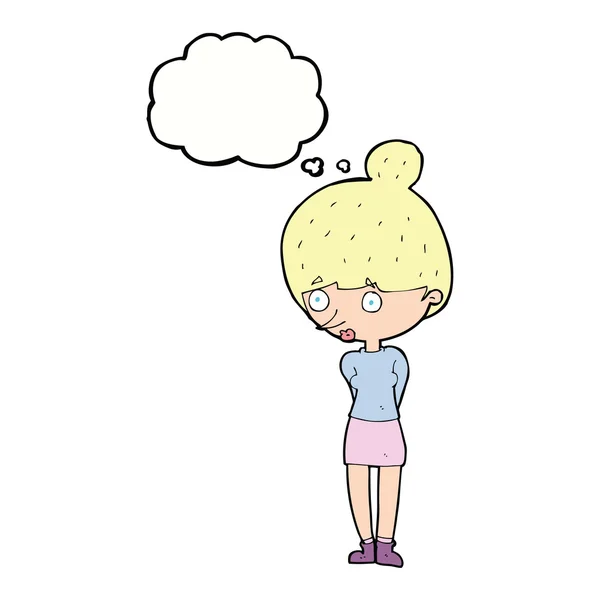 卡通女人盯着思想泡泡 — 图库矢量图片