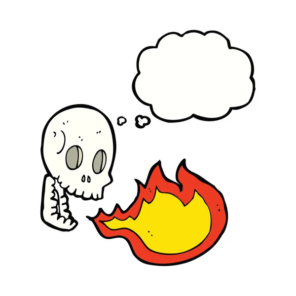 漫画の火は思考バブルで頭蓋骨を呼吸 — ストックベクタ