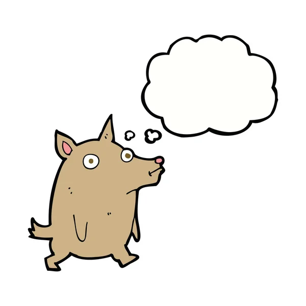Cartoon lustiger kleiner Hund mit Gedankenblase — Stockvektor