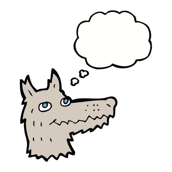 Cartoon wolf head with thought bubble — Stock Vector