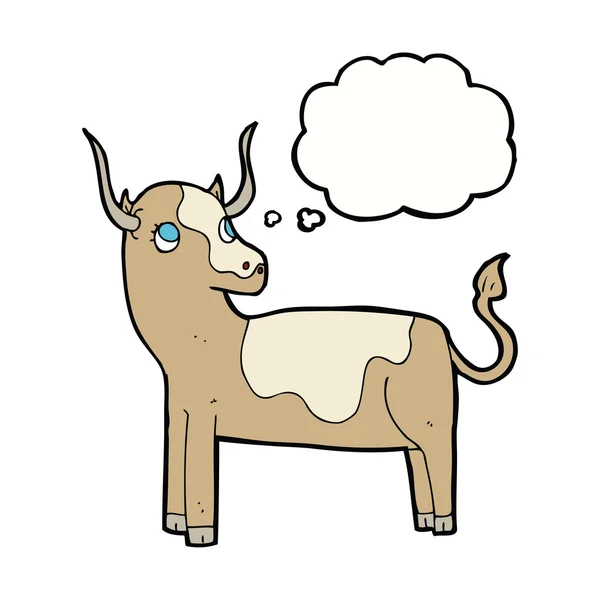 Vache dessin animé avec bulle de pensée — Image vectorielle
