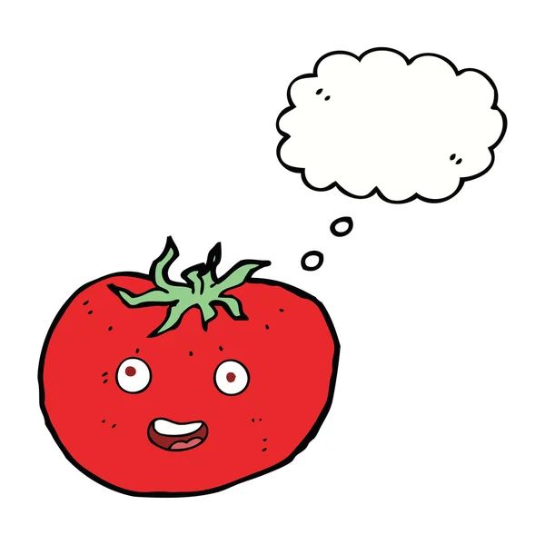 Cartoon-Tomate mit Gedankenblase — Stockvektor