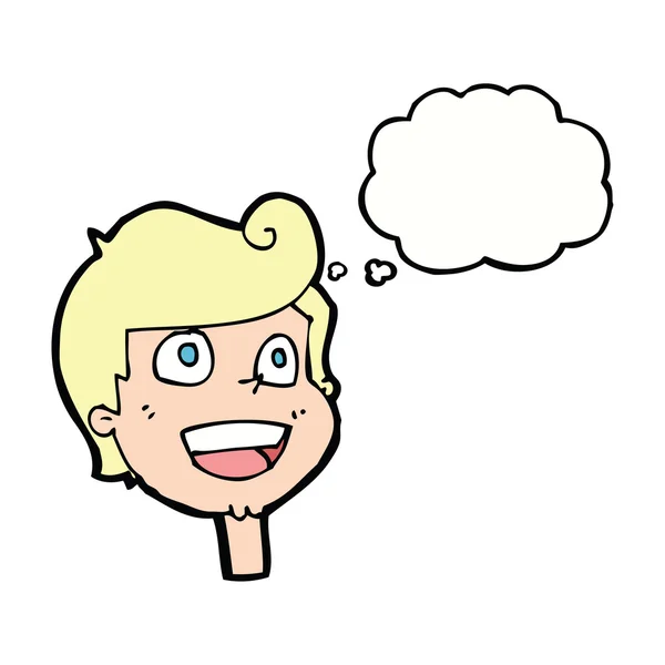 Cartoon gelukkig gezicht met gedachte zeepbel — Stockvector