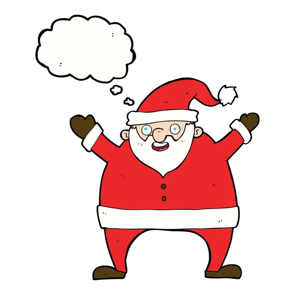 Cartoon santa claus met gedachte zeepbel — Stockvector