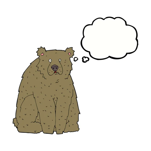 Tecknad rolig björn med tanke bubbla — Stock vektor