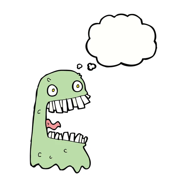 Tecknad grov spöke med tanke bubbla — Stock vektor