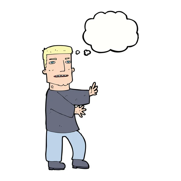 Kreslený muž gestikuluje myšlenkovou bublinou — Stockový vektor