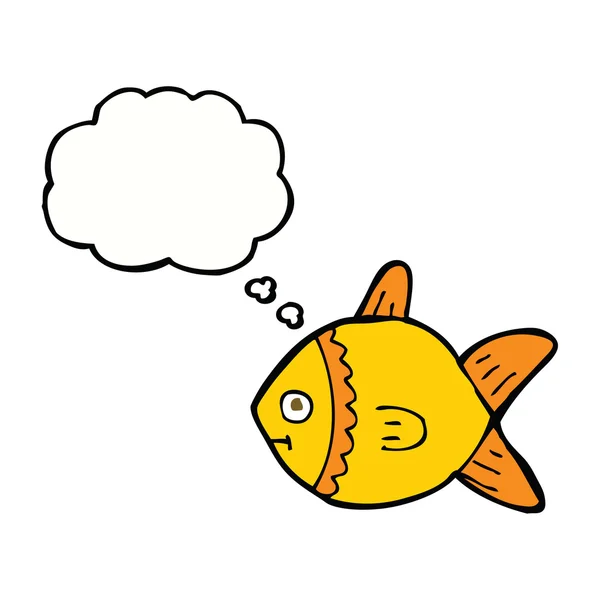 思考バブルを持つ漫画の魚 — ストックベクタ