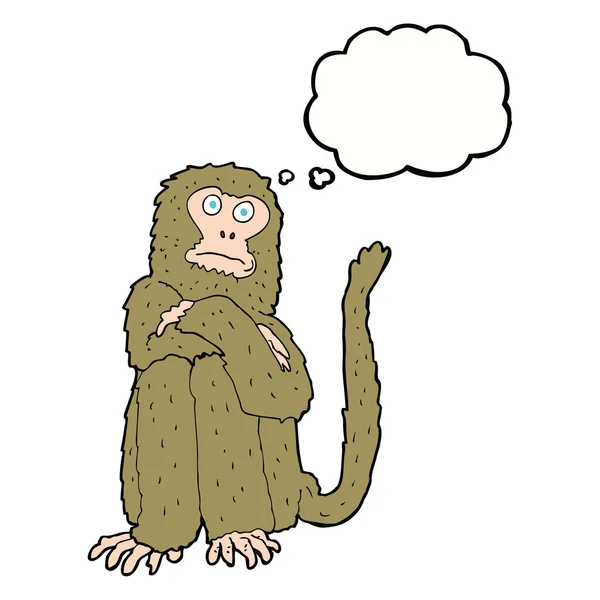 Macaco dos desenhos animados com bolha de pensamento — Vetor de Stock
