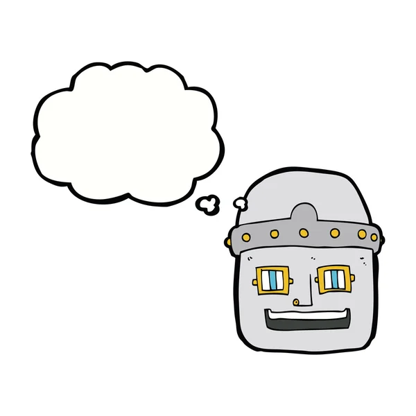 Cartoon robot head with thought bubble — Stock Vector