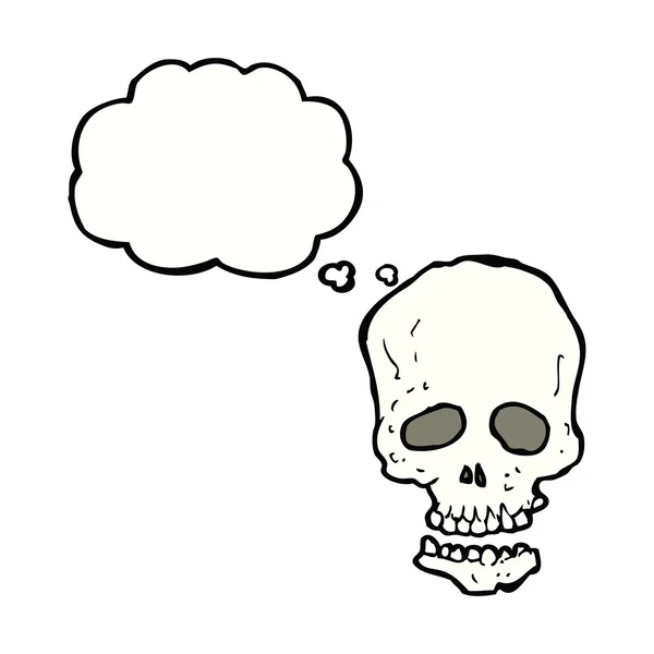 Calavera de dibujos animados con burbuja de pensamiento — Vector de stock