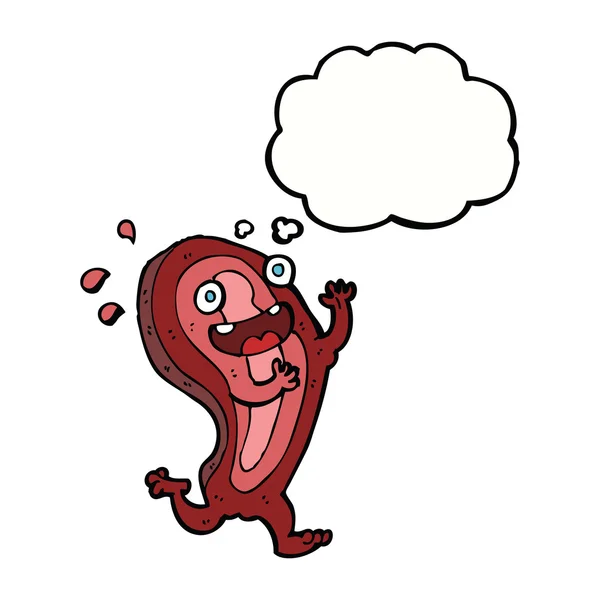 Personnage de dessin animé de viande avec bulle de pensée — Image vectorielle