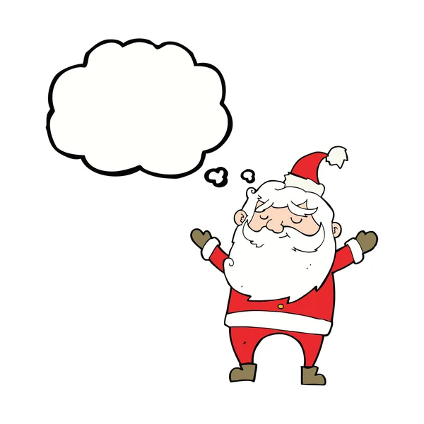 Cartoon happy santa claus with thought bubble — Stock Vector