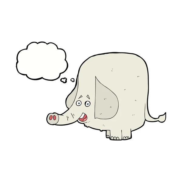 Cartoon gelukkig olifant met gedachte bubble — Stockvector