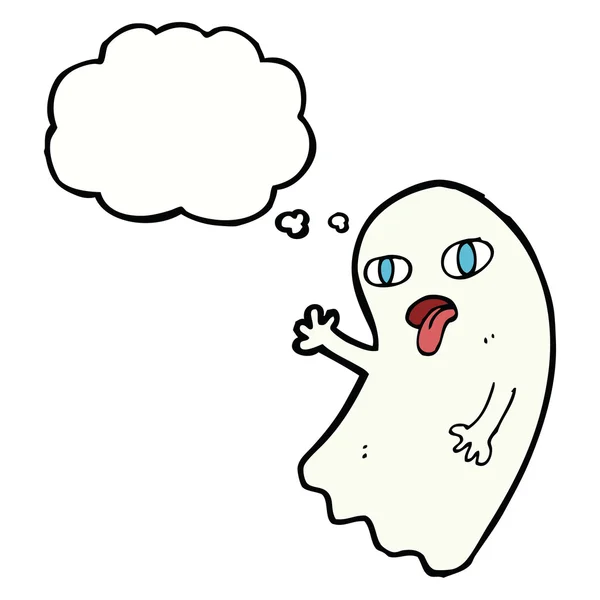 Divertido fantasma de dibujos animados con burbuja de pensamiento — Archivo Imágenes Vectoriales