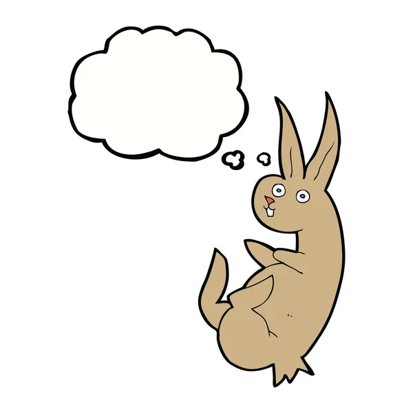 Cue kreslený králík s myšlenkovou bublinou — Stockový vektor