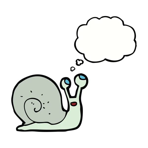 Caracol de dibujos animados con burbuja de pensamiento — Vector de stock