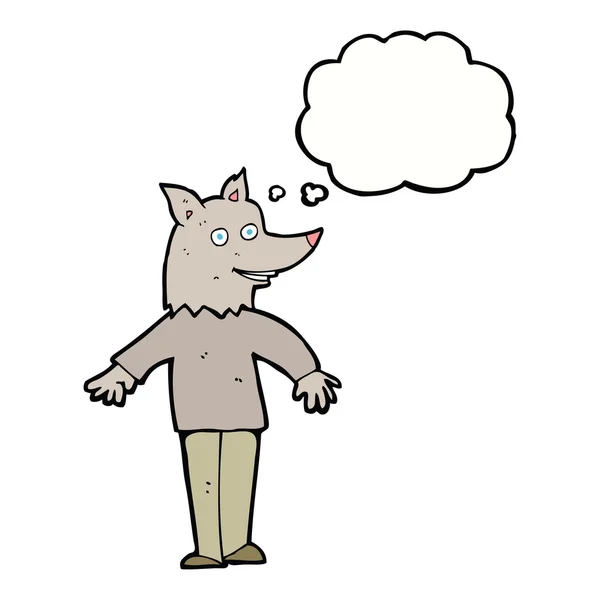 漫画幸せな狼とともに思考バブル — ストックベクタ