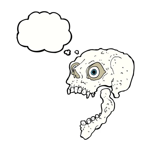 Мультяшный страшный череп с мыслепузырём — стоковый вектор
