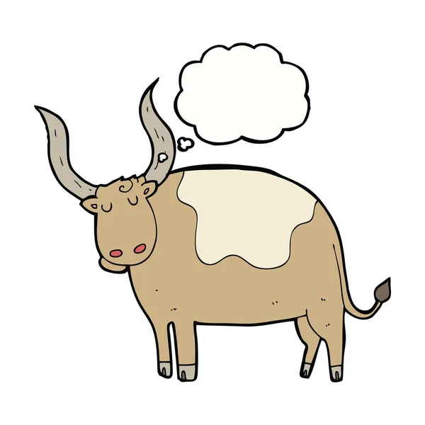 Cartoon ox with thought bubble — Stock Vector