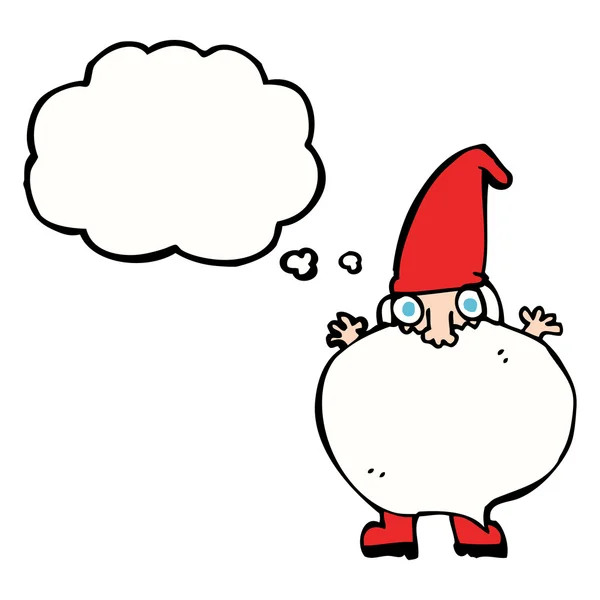 Cartone animato piccola Santa con bolla di pensiero — Vettoriale Stock