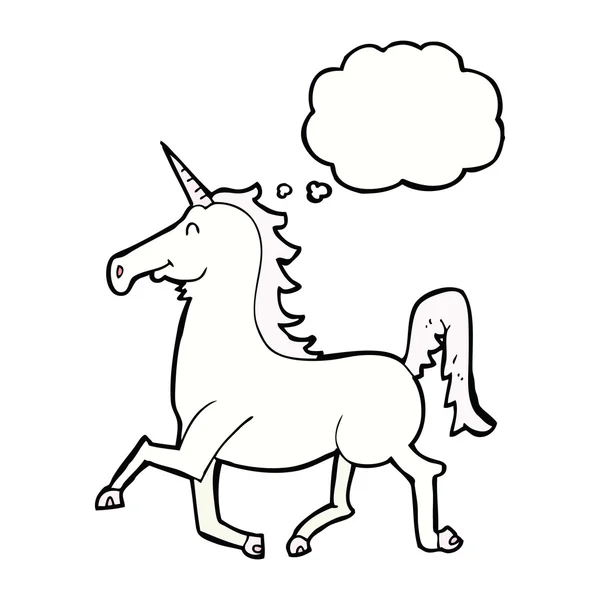 Cartoon unicorn with thought bubble — Stock Vector