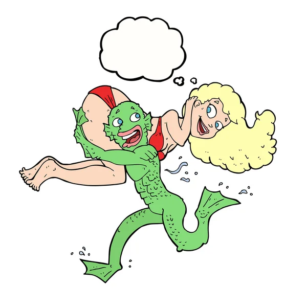 卡通沼泽怪物携带女孩 — 图库矢量图片
