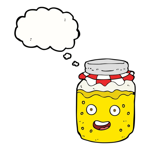 Βάζο μέλι κινουμένων σχεδίων με φούσκα σκέψης — Διανυσματικό Αρχείο