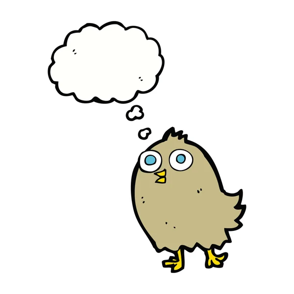 Tecknad glad fågel med tanke bubbla — Stock vektor