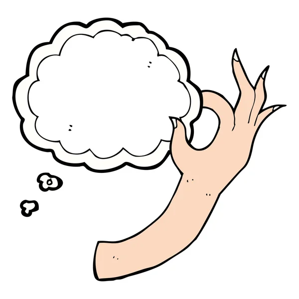 Cartoon hand symbol with thought bubble — Stock Vector