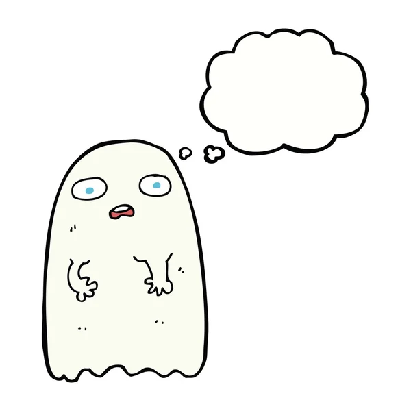Rolig tecknad spöke med tanke bubbla — Stock vektor