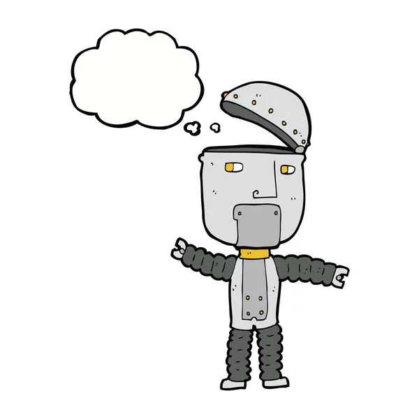 Cartoon robot with thought bubble — Stock Vector