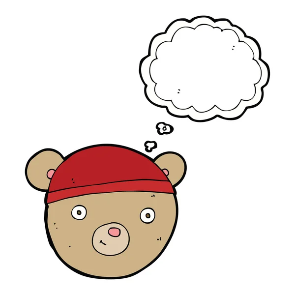 Cara de oso de peluche de dibujos animados con burbuja de pensamiento — Archivo Imágenes Vectoriales
