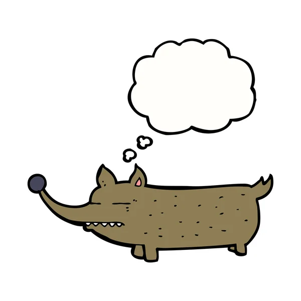 Tecknad rolig liten hund med tanke bubbla — Stock vektor