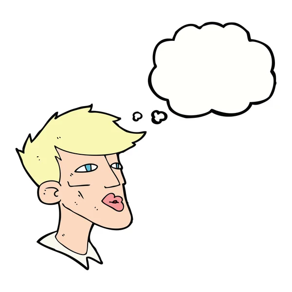 Dibujos animados chico modelo masculino con burbuja de pensamiento — Archivo Imágenes Vectoriales