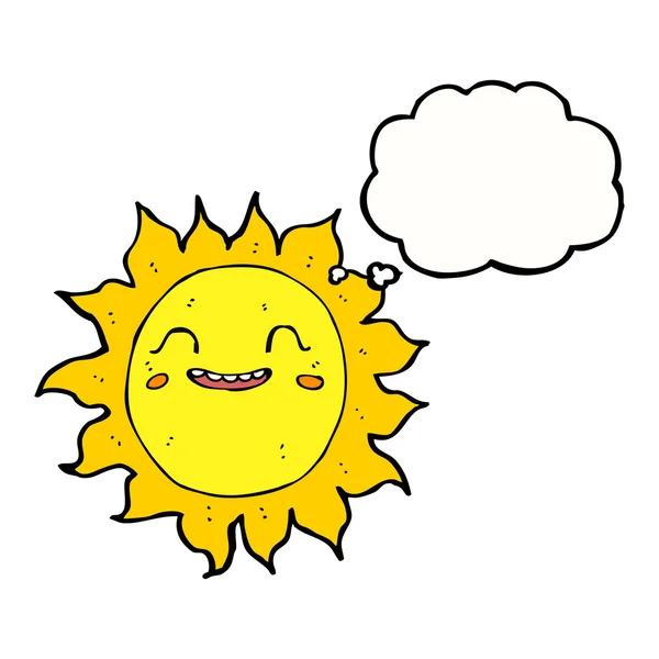 Cartoon happy sun with thought bubble — Stock Vector