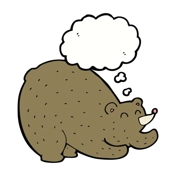 Cartoon Stretching Bear mit Gedankenblase — Stockvektor