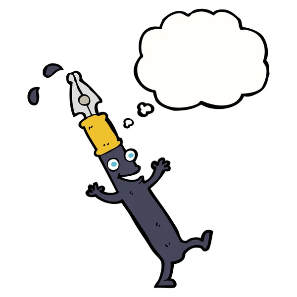 Personagem caneta desenhos animados com bolha de pensamento —  Vetores de Stock