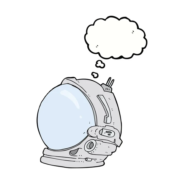 Cartoon astronaut helm met gedachte zeepbel — Stockvector