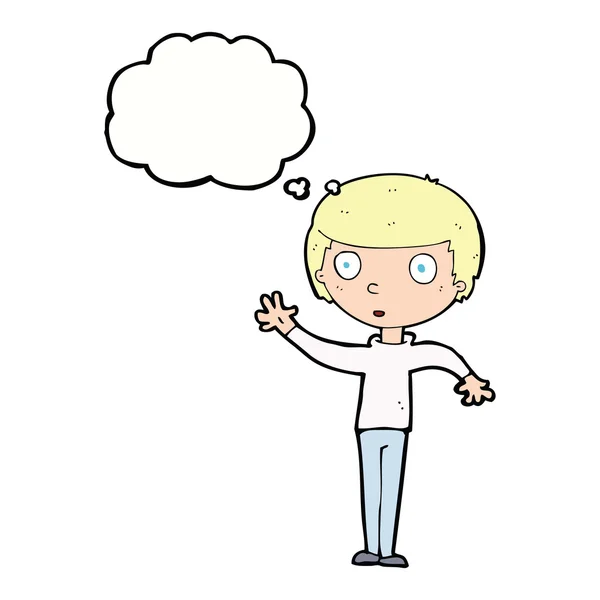 Cartoon staring boy with thought bubble — Stock Vector
