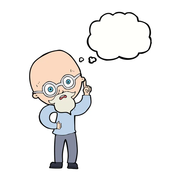 Cartoon alter Mann mit Gedankenblase — Stockvektor