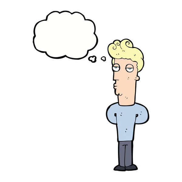 Karikatur langweilt Mann mit Gedankenblase — Stockvektor