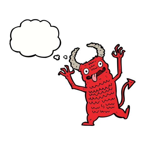 Cartoon demon met gedachte zeepbel — Stockvector