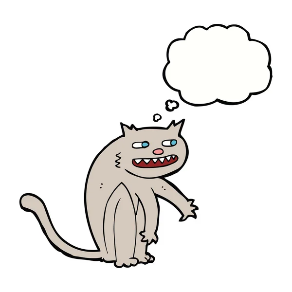 Desenho animado gato feliz com bolha de pensamento —  Vetores de Stock