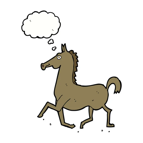 Cavalo dos desenhos animados com bolha de pensamento — Vetor de Stock