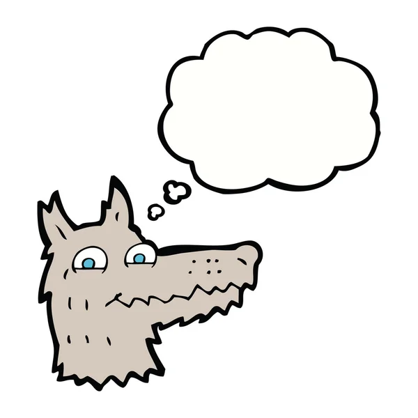 Cartoon wolf head with thought bubble — Stock Vector