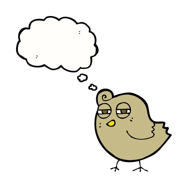 Düşünce baloncuklu komik çizgi film kuşu — Stok Vektör