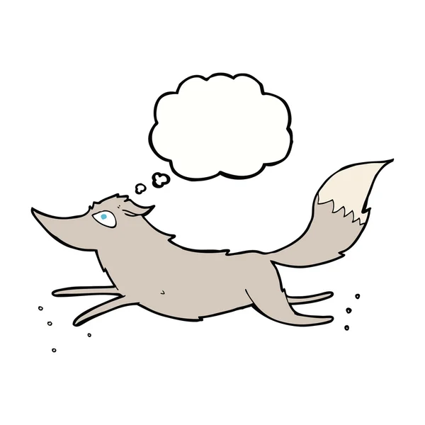 Cartoon wolf hardlopen met gedachte zeepbel — Stockvector