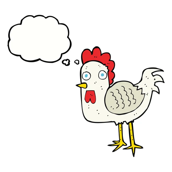 Pollo de dibujos animados con burbuja de pensamiento — Archivo Imágenes Vectoriales