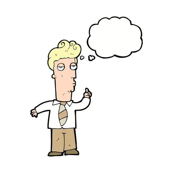 Cartoon bored man asking question with thought bubble — Stock Vector